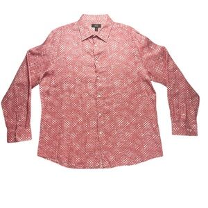 Club Room Linen Red Geometric Button Down XL